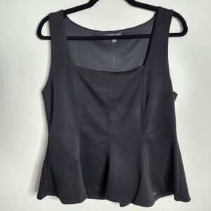 Black Square Neck Peplum Sleeveless Top Womens XL Modal Ponte Knit Whimsigoth